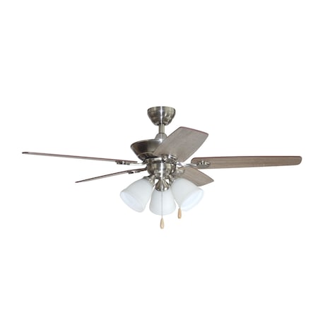 Litex Industries 48" Brushed Nickel Finish Ceiling Fan Includes Blades & LED Light Kit DS48BNK5L
